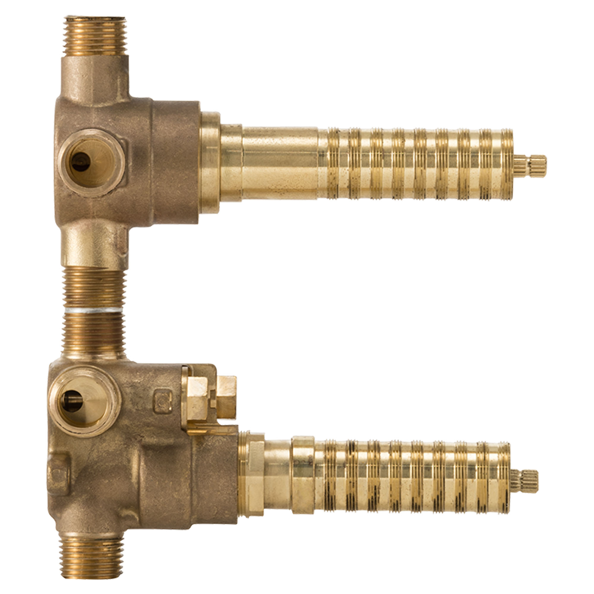 2-Handle Thermostatic Rough Valve with 3-Way Diverter Shared Functions